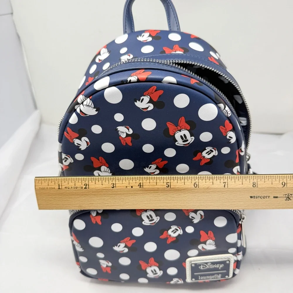 Disney Loungefly Minnie Mouse Polka Dot Navy Blue Mini Backpack Bag